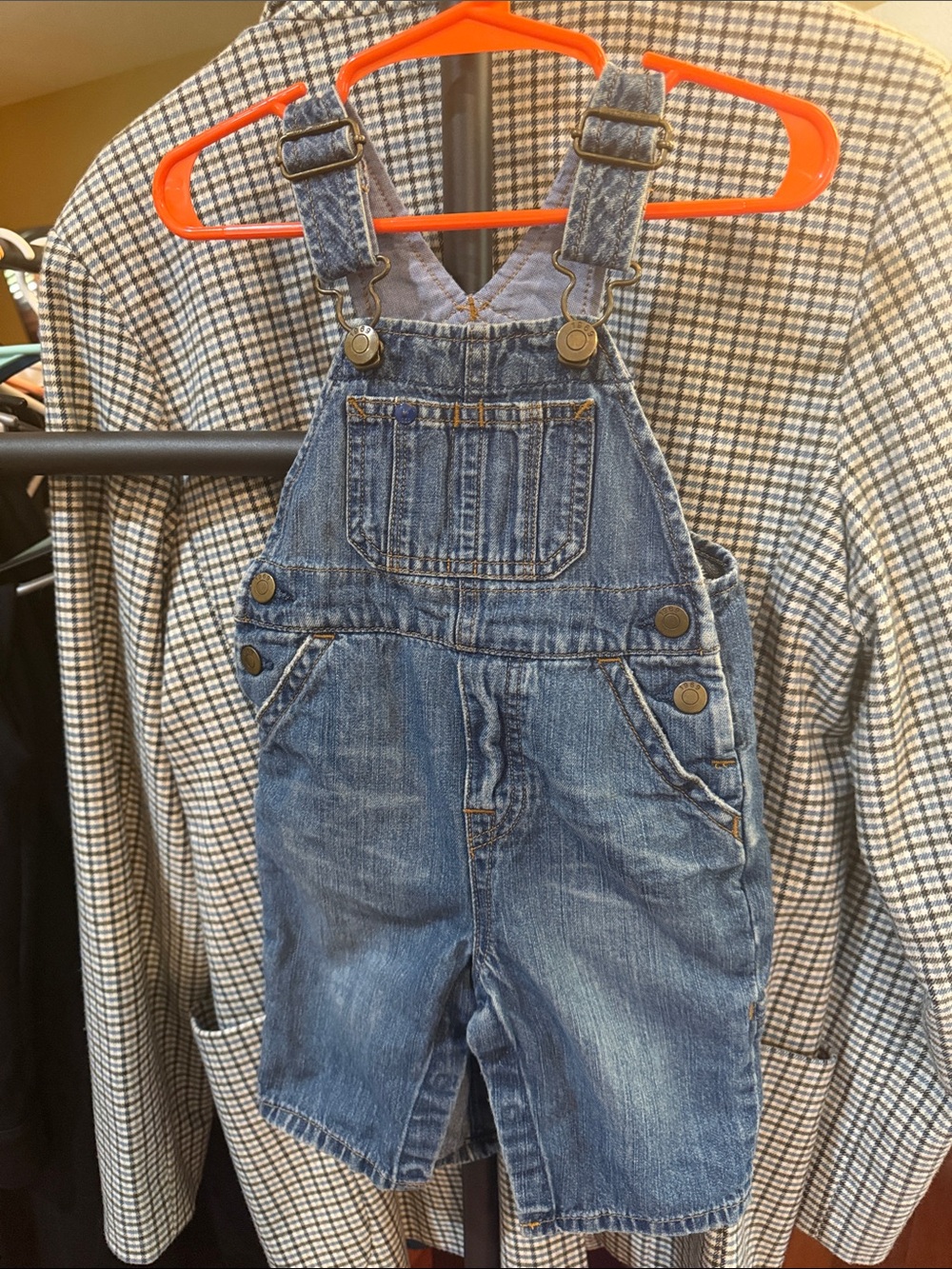 babyGAP Blue Denim Short Overalls with Front Bib